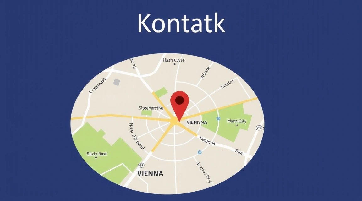 Map of Vienna with a pin on Musterstraße 1, stylized and clear